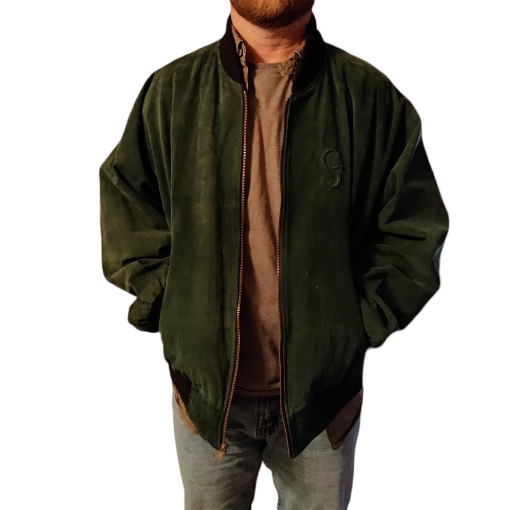 Vintage George Strait 80's Country Suede Leather Letterman Bomber Jacket Unisex - Picture 1 of 16